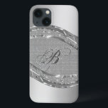 Silver Metallic look met diamanten patroon Case-Mate iPhone Case<br><div class="desc">Zilveren tonen glanzend metallisch uiterlijk met ruitvormig patroon. Aangepast en optioneel monogram.</div>