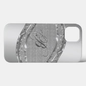 Silver Metallic look met diamanten patroon Case-Mate iPhone Case (Achterkant (horizontaal))
