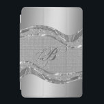 Silver Metallic look met diamanten patroon iPad Mini Cover<br><div class="desc">Zilveren tonen glanzend metallisch uiterlijk met ruitvormig patroon. Aangepast en optioneel monogram.</div>