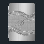 Silver Metallic look met diamanten patroon iPad Mini Cover<br><div class="desc">Zilveren tonen glanzend metallisch uiterlijk met ruitvormig patroon. Aangepast en optioneel monogram.</div>
