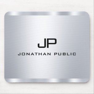 Silver Metallic look Monogram Initiaal op maat Muismat