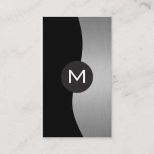 Silver Metallic Luxe Monogram Visitekaartje