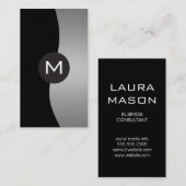 Silver Metallic Luxe Monogram Visitekaartje (Voorkant / Achterkant)