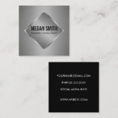 Silver Metallic Luxe Vierkante Visitekaartje (Voorkant / Achterkant)