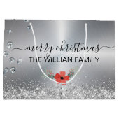 Silver Metallic Merry Kerstmis Groot Cadeauzakje (Achterkant)