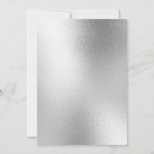 Silver Metallic Modern Elegant Stylish Wedding Kaart (Achterkant)