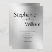 Silver Metallic Modern Elegant Stylish Wedding Kaart (Voorkant / Achterkant)