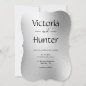 Silver Metallic Modern Elegant Wedding Kaart (Voorkant)