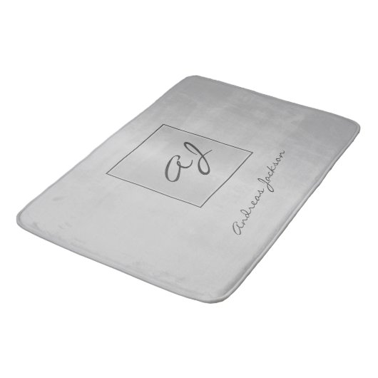 Silver metallic moderne scriptmonogram badmat (Gekanteld)