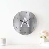 Silver Metallic Monogram Naam en Initiaal Grote Klok (Huis)