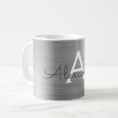Silver Metallic Monogram Naam en Initiaal Koffiemok (Voorkant links)