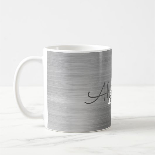 Silver Metallic Monogram Naam en Initiaal Koffiemok (Links)