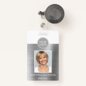 Silver Metallic Naam van de werknemer Logo Photo C Badge (Voorkant met intrekbare)