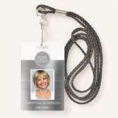 Silver Metallic Naam van de werknemer Logo Photo C Badge (Voorkant met draagriem)