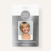 Silver Metallic Naam van de werknemer Logo Photo C Badge (Voorkant)