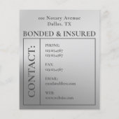 Silver metallic notaris flyer (Achterkant)