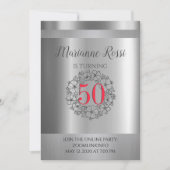 Silver Metallic Online Virtual 50th Birthday Kaart (Voorkant)