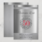 Silver Metallic Online Virtual 50th Birthday Kaart (Voorkant / Achterkant)