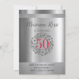 Silver Metallic Online Virtual 50th Birthday Kaart