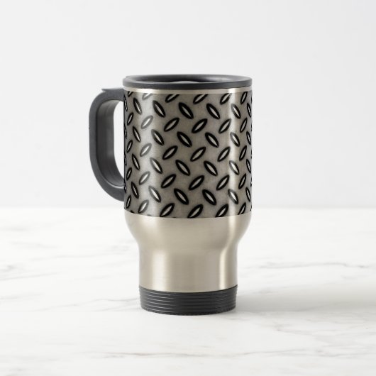 Silver Metallic Patterned Travel Mug Reisbeker (Voorkant links)