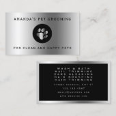 Silver metallic paw elegant visitekaartje (Voorkant / Achterkant)