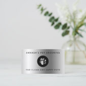 Silver metallic paw elegant visitekaartje (Staand voorkant)