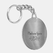 Silver Metallic persoonlijk Sleutelhanger (Voorkant Links)