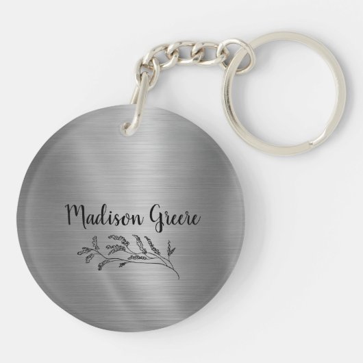 Silver Metallic persoonlijk Sleutelhanger (Achterkant)