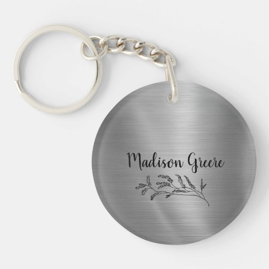 Silver Metallic persoonlijk Sleutelhanger (Voorkant)