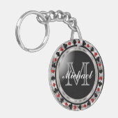 Silver Metallic Poker Design | Monogram Sleutelhanger (Voorkant Links)
