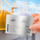 Silver Metallic QR Code Logo Verbind met ons Visitekaartje