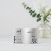 Silver Metallic QR Code Logo Verbind met ons Visitekaartje (Staand voorkant)
