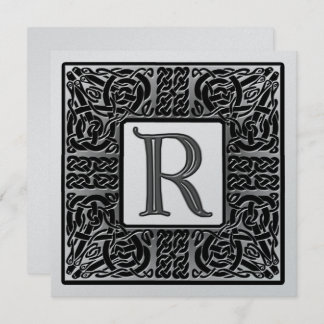 Silver Metallic R Monogram Uitnodiging