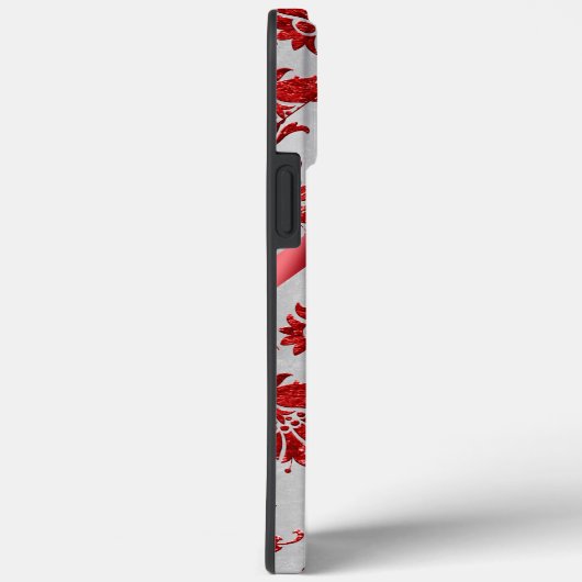 Silver Metallic Red Ribbon Damask Holiday Case-Mate iPhone Case (Achterkant / Rechts)