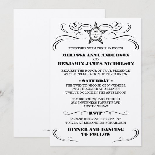 Silver Metallic Southern Style Weddenschap Kaart (Voorkant / Achterkant)
