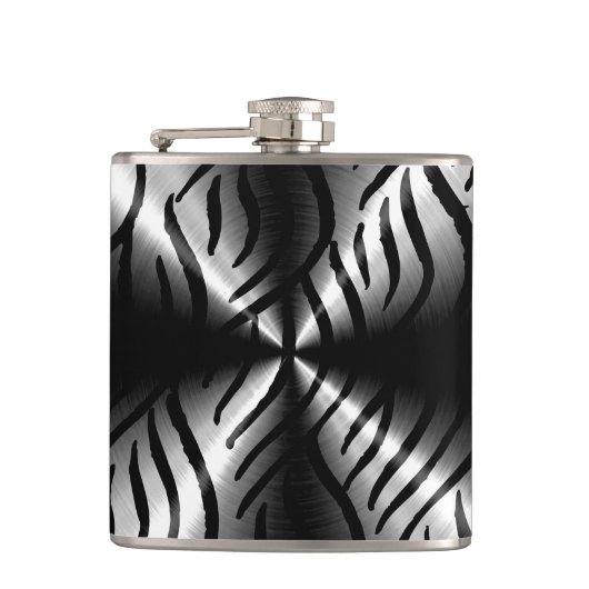 Silver Metallic Steel Metal Heupfles (Voorkant)