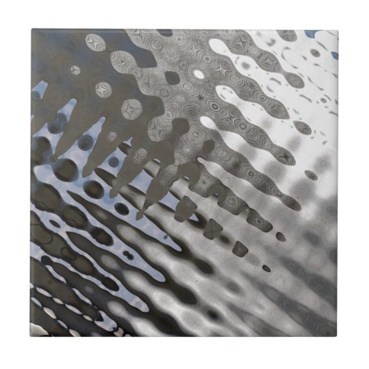 Silver Metallic Steel Texture Abstract Pattern Tegeltje (Voorkant)