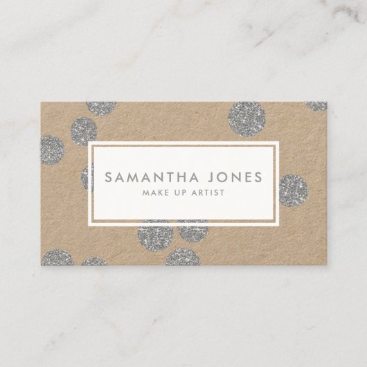 Silver Metallic Stippen Klassiek Modern maken arti Visitekaartje (Voorkant)