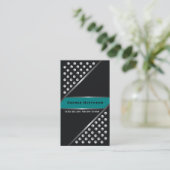 Silver metallic stompjes zwarte blauwgroen visitek visitekaartje (Staand voorkant)