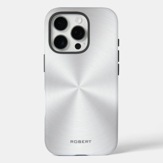 Silver Metallic Texture Stainless Steel Look Case-Mate iPhone Case (Achterkant)