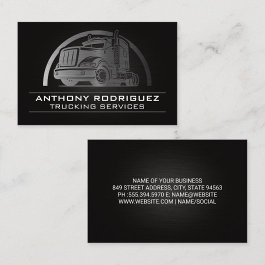 Silver Metallic Truck Logo | Vervoer Visitekaartje (Voorkant / Achterkant)