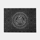 Silver Metallic Valknut Symbool op Keltisch Patroo Deurmat (Voorkant)
