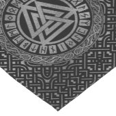 Silver Metallic Valknut Symbool op Keltisch Patroo Korte Tafelloper (Hoek)