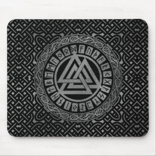Silver Metallic Valknut Symbool op Keltisch Patroo Muismat