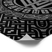 Silver Metallic Valknut Symbool op Keltisch Patroo Poster (Hoek)