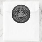 Silver Metallic Valknut Symbool op Keltisch Patroo Ronde Sticker (Tas)