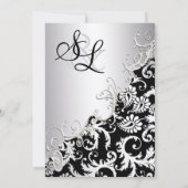 Silver Metallic Vintage Damask Romantic Swirl Kaart (Achterkant)