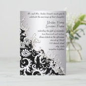 Silver Metallic Vintage Damask Romantic Swirl Kaart (Staand voorkant)