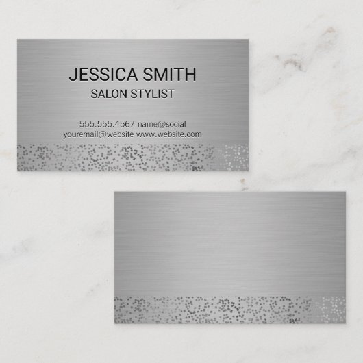 Silver Metallic Visitekaartje (Voorkant / Achterkant)