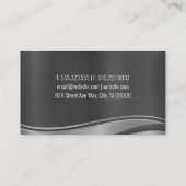 Silver Metallic Wave Background Visitekaartje (Achterkant)